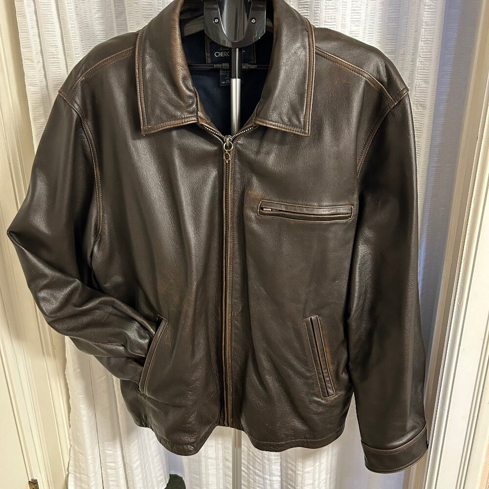 Men’s Cherokee supple leather bomber style jacket, size XL
